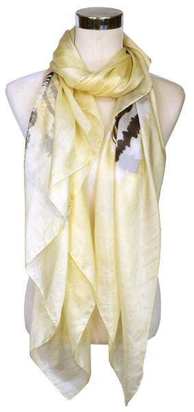 Scarf 100% Silk Paj Beige Tiger Head